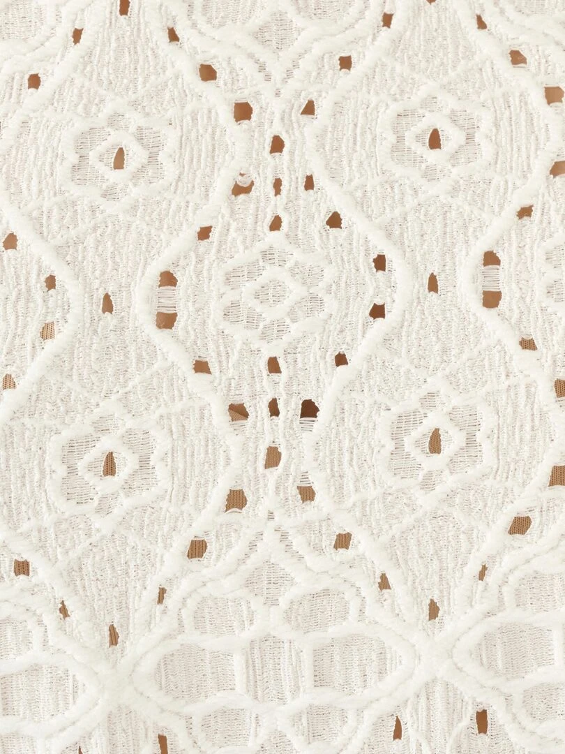 Tee shirt en maille ajourée effet dentelle   Damart   Blanc cassé