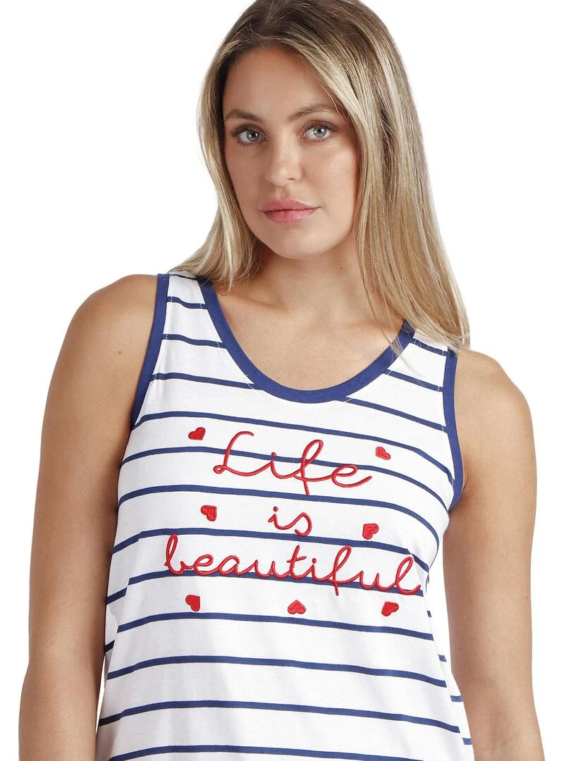 Pyjama short débardeur Life Is Beautiful   Bleu marine