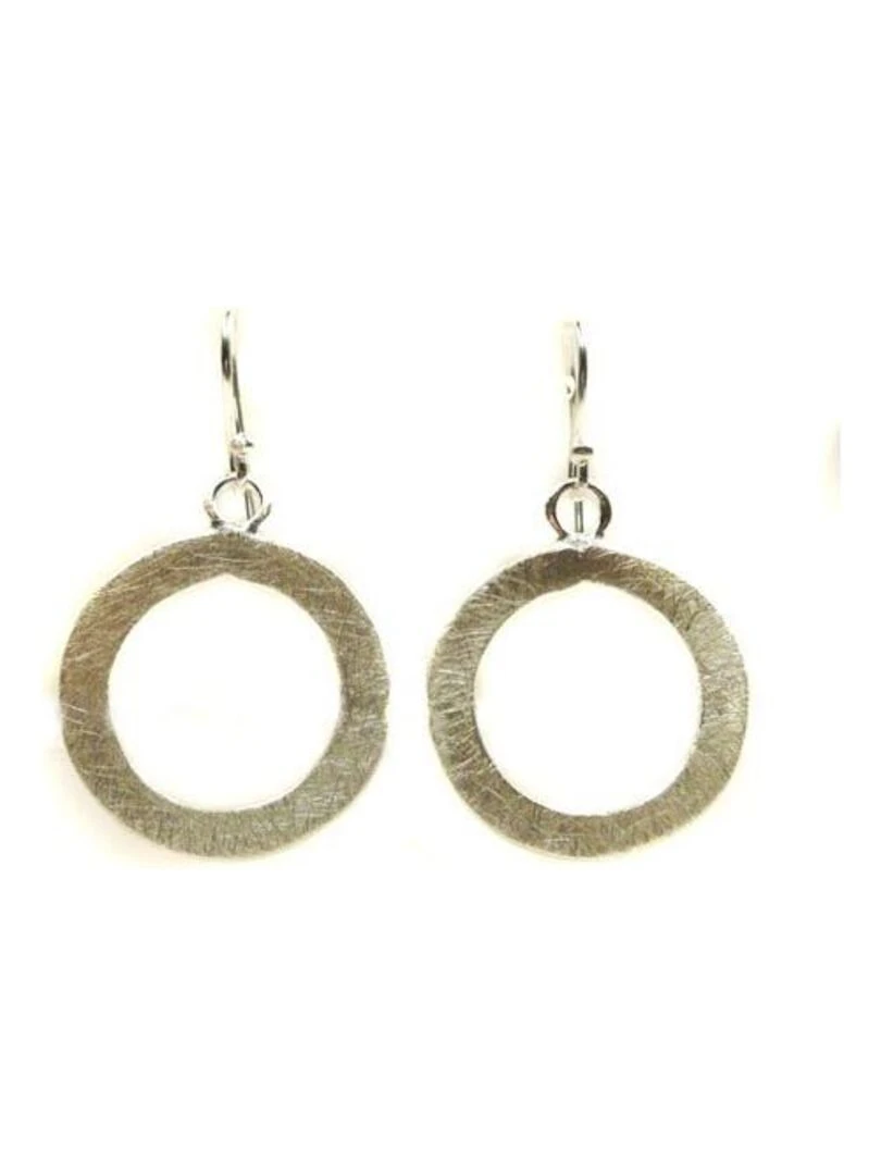 Boucles d'oreilles cercle en argent brossé Bijoucolor Argent