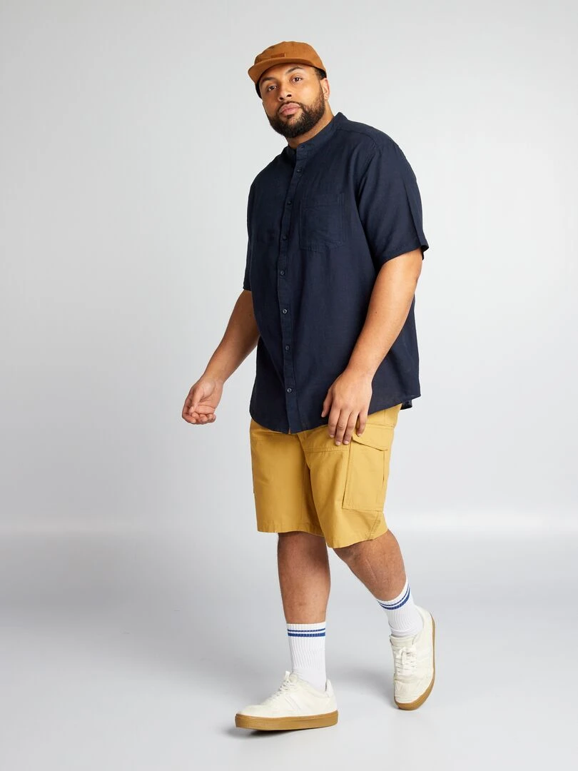 Chemise col mao Marine