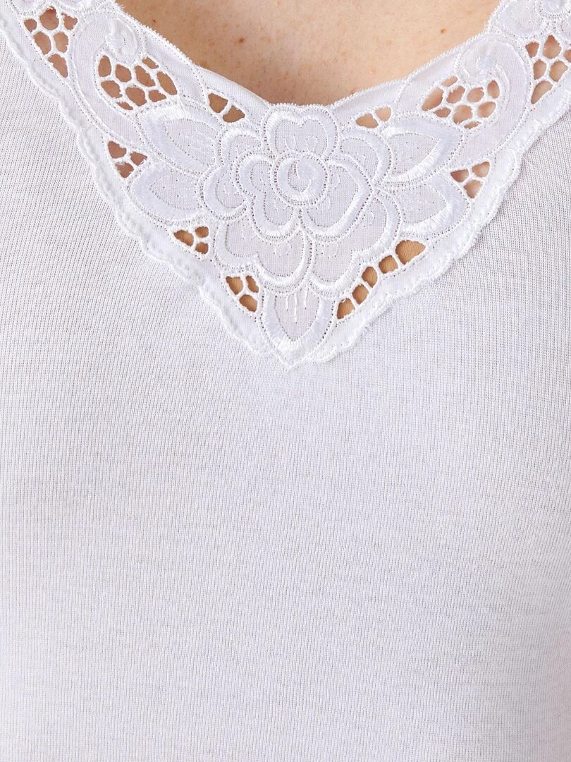 T shirt manches courtes Essential pur coton peigné   Damart   Blanc