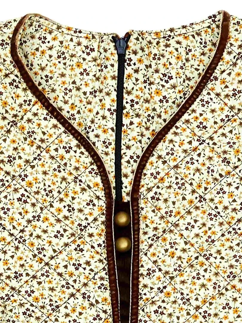 Robe Fleurie Liberty Jaune  Marron Fille  MARGOT   'LA FAUTE A VOLTAIRE'   Marron