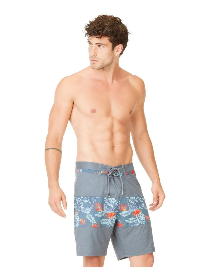 Boardshort long homme touché coton Flow Freegun   Gris