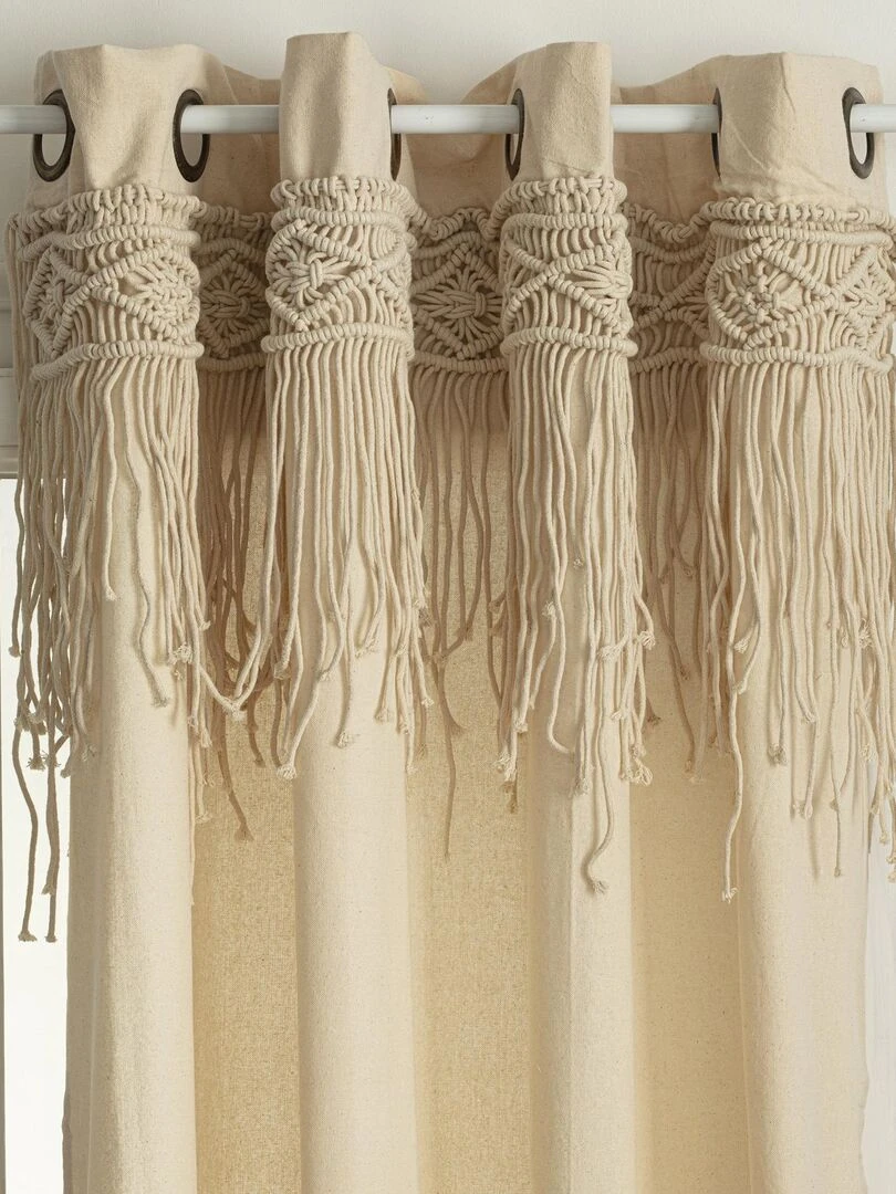 Rideau avec frise en macramé Beige