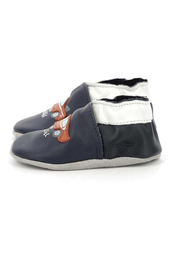 Chaussons Cuir Classicar   Bleu marine