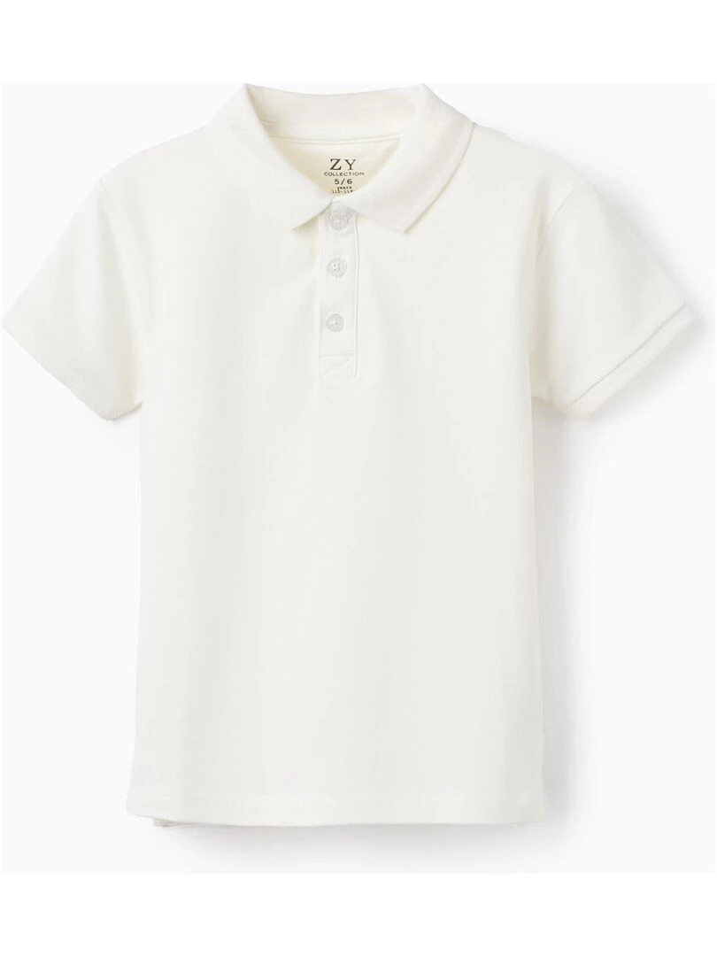 Polo à manches courtes en piqué de coton pour garçon manches courtes Blanc