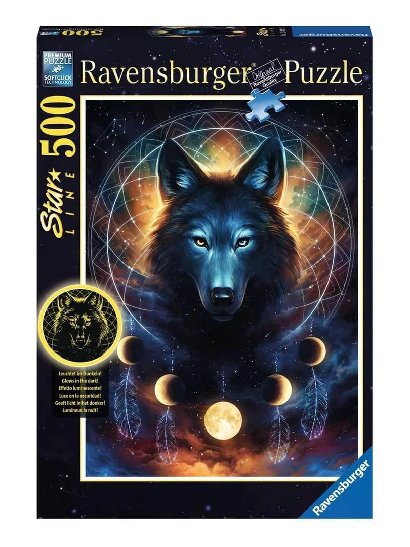 Puzzle 500 pièces phosphorescent : Star Line : Loup lumineux N/A