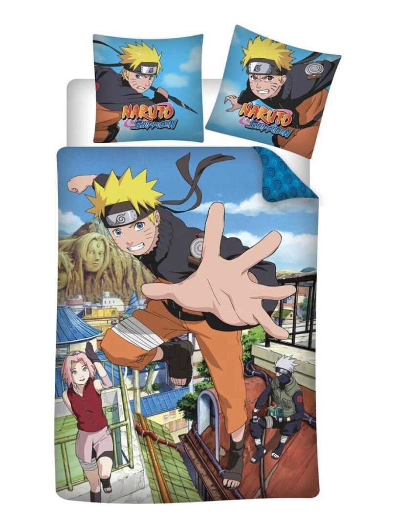Parure de lit réversible Naruto Sasuke et Sakura Multicolors 140 cm x 200 cm Multicolore