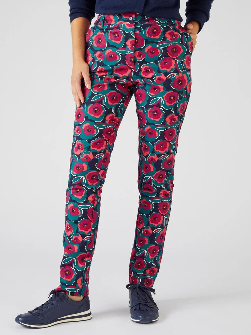 Pantalon satin de coton Damart Bleu marine