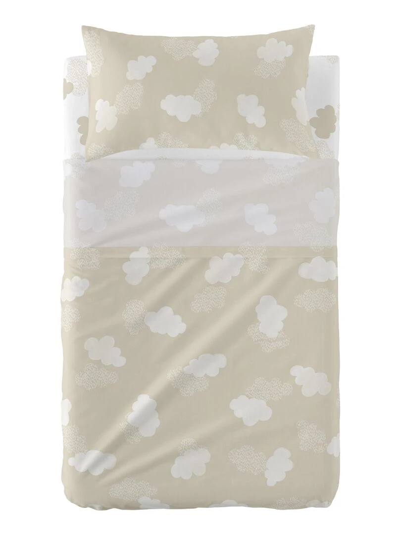 Parure de lit 2 pièces Clouds Lit Bébé "Happyfriday"   Beige