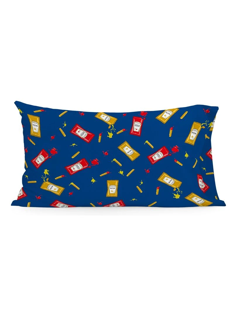 Taie d'oreiller Hotdog "Happyfriday"   Bleu Jaune