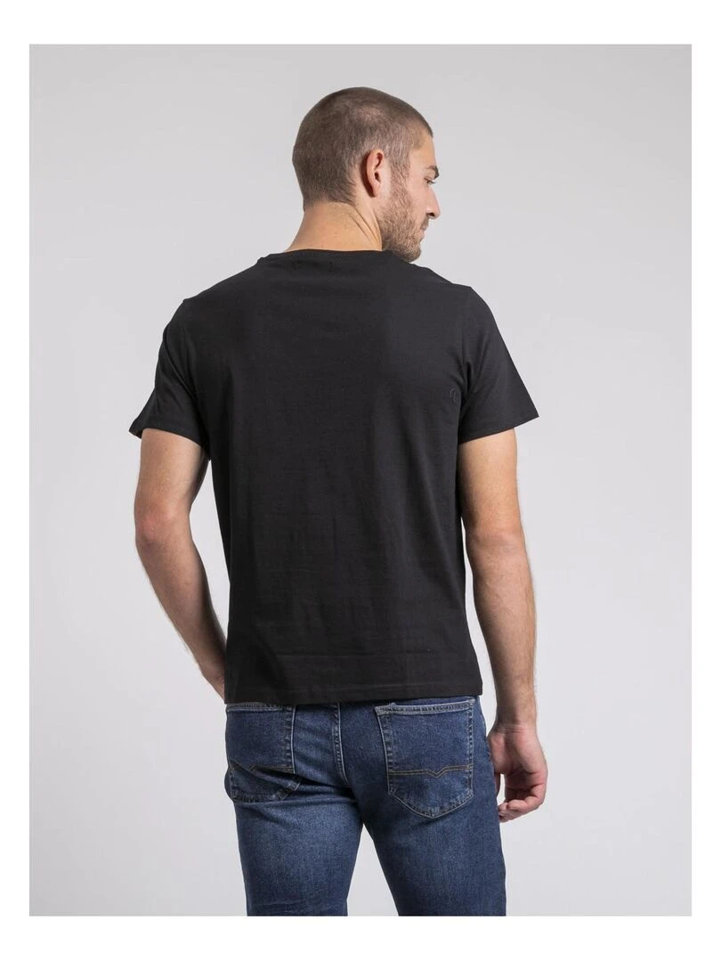 T shirt col rond pur coton JAKOTA Noir