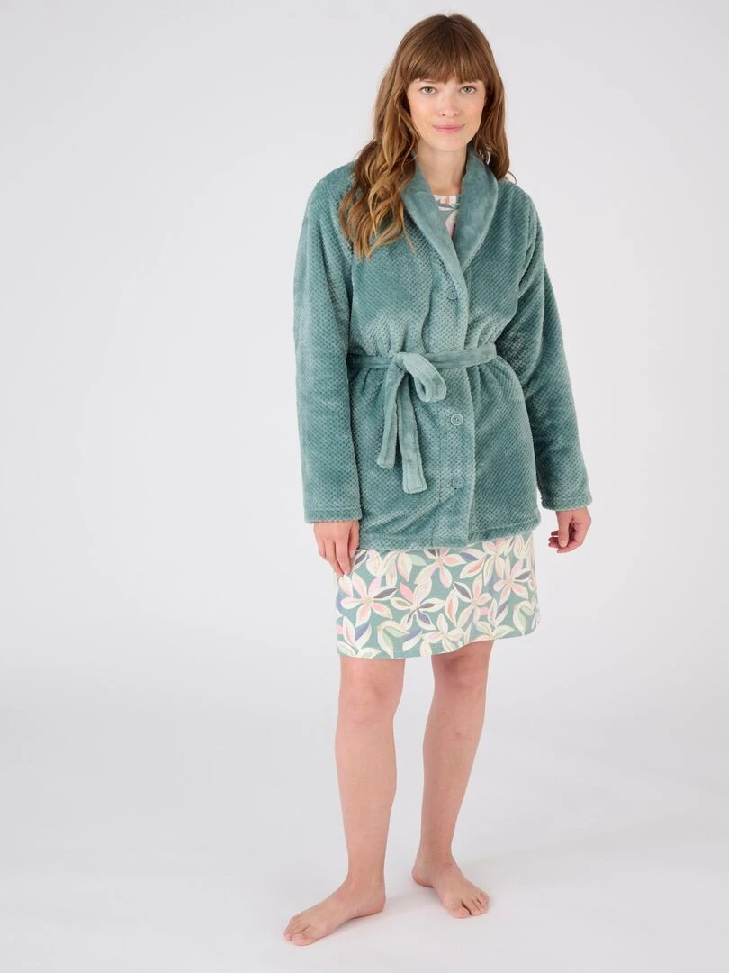 Robe de chambre maille moelleuse Thermolactyl   Damart   Vert anis