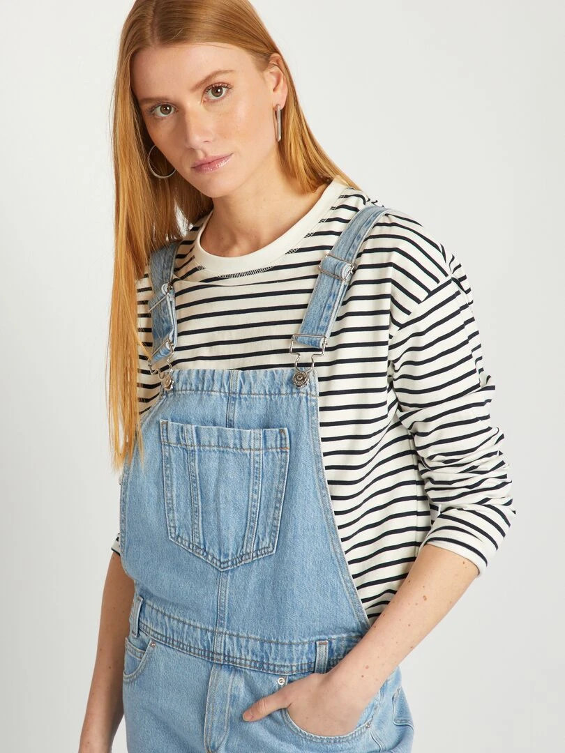 Salopette large en jean   Bleu