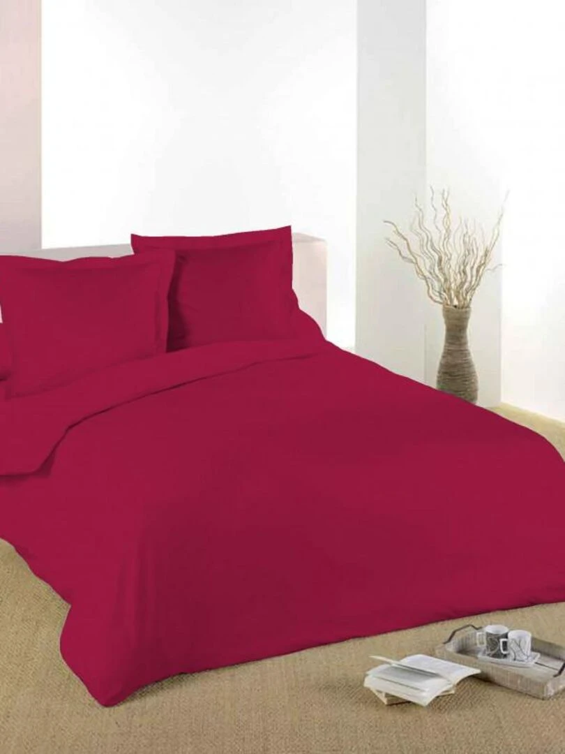 Housse De Couette Rouge 260 X 240 Cm / 100% Coton / 57 Fils/cm² Pour Lit 2 Places "king Size" Rouge