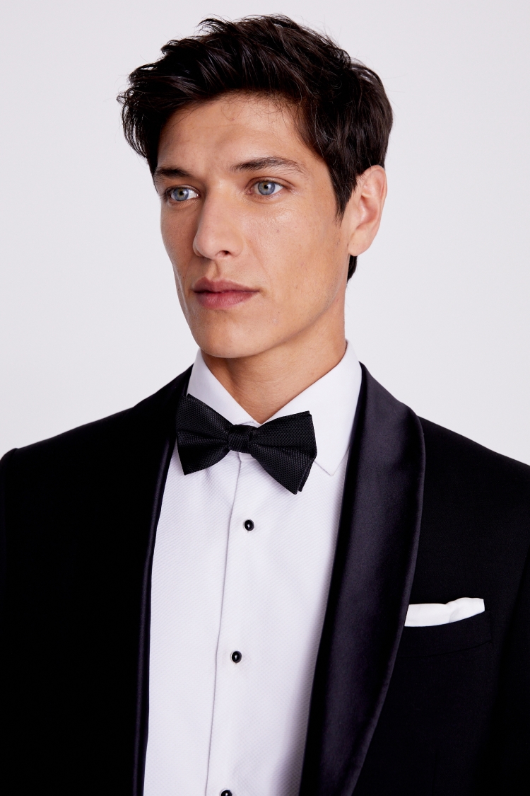 Black Textured Bow Tie & Hank Set Buy Online at Moss
