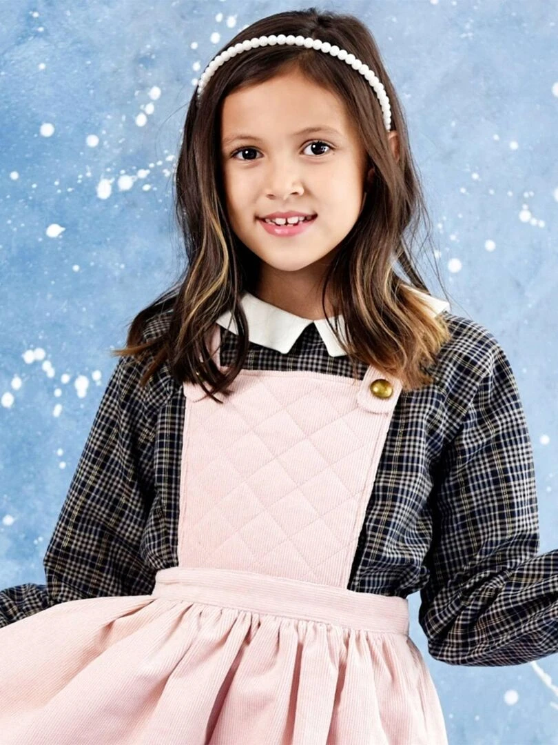 Ensemble   Robe salopette  & blouse col Claudine   'LA FAUTE A VOLTAIRE'   Gris Rose