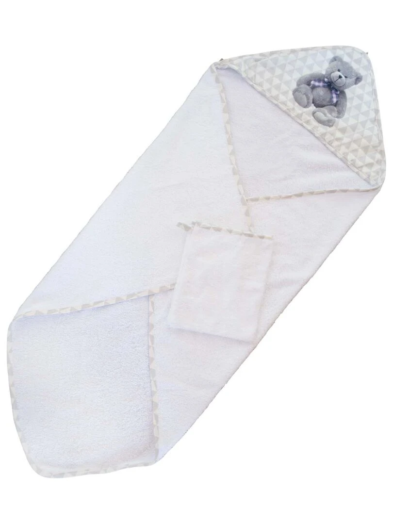Coffret Cape De Bain + Gant De Toilette My Little Bear Gris