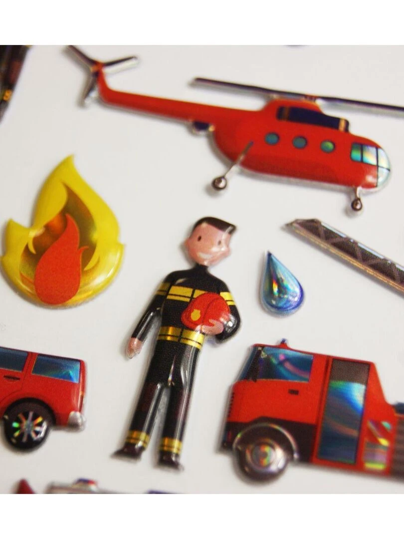 Scène à décorer pour enfants   Les pompiers à la rescousse !   Stickers Puffies   N/A