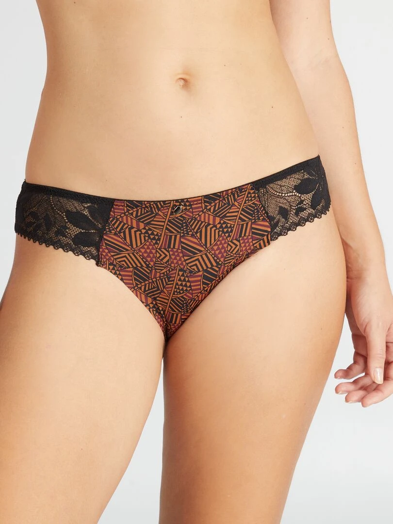 Culotte en microfibre et dentelle 'Envie de Lingerie'   Marron