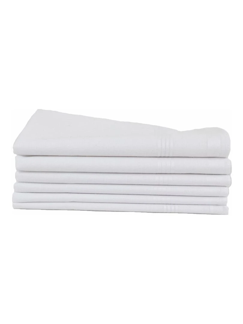 Lot de 6 mouchoirs coton blanc POCHETTE Blanc