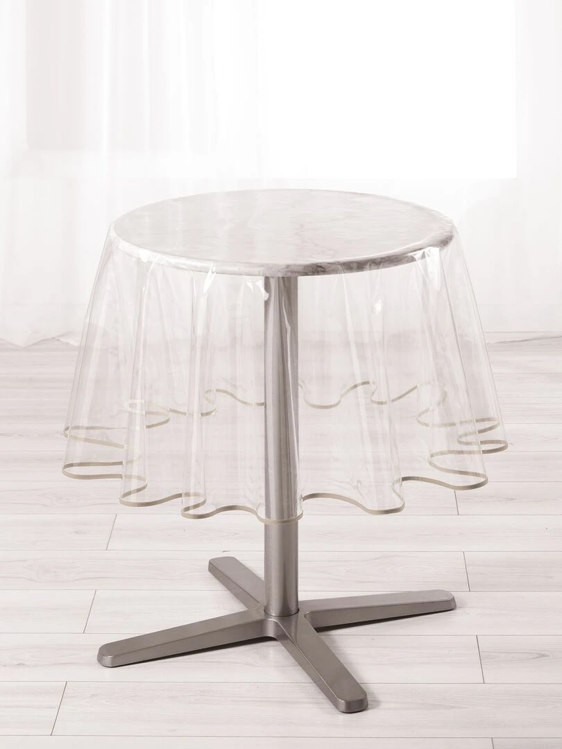 Nappe Cristal ronde transparente PVC Collection Garden Gris taupe
