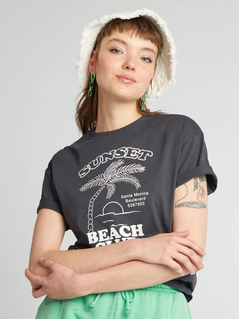 Tee shirt oversize imprimé   Noir