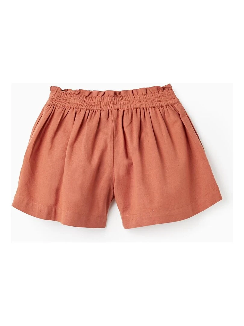 Shorts En Coton Et Lin Avec Broderies Et Perles Pour Fille Orange clémentine