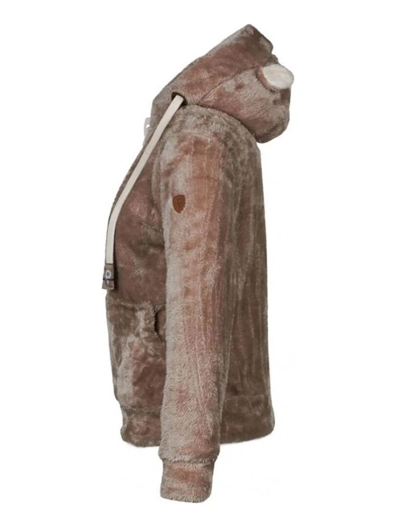 Blouson polaire à capuche femme ARELI   Gris taupe
