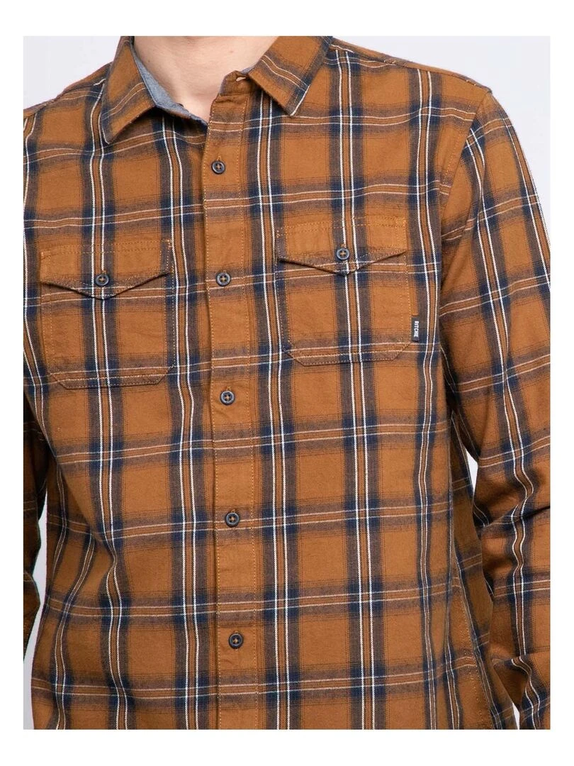 Chemise manches longues carreaux TORIKO   Marron