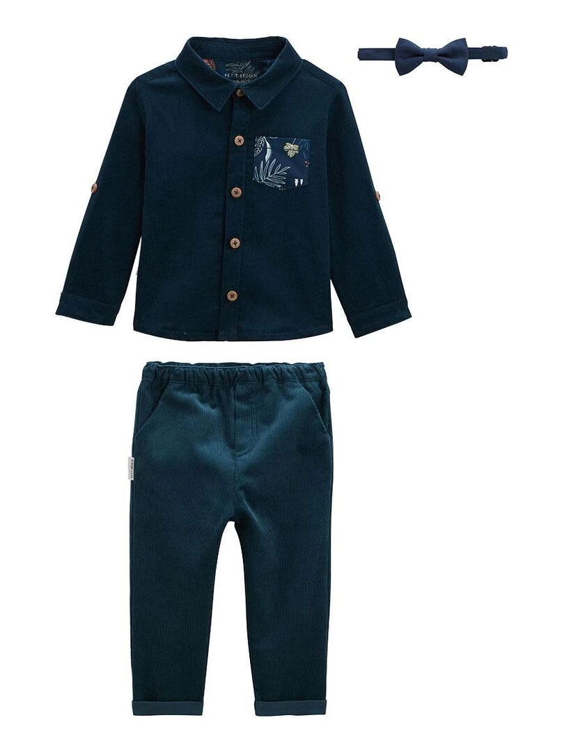 Ensemble bébé chemise et pantalon avec noeud papillon Magic Bleu