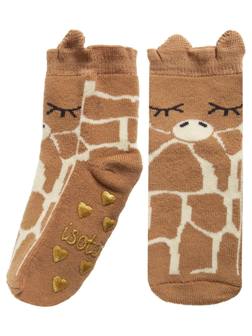 Chaussettes antidérapantes Girafe 19/26 Marron