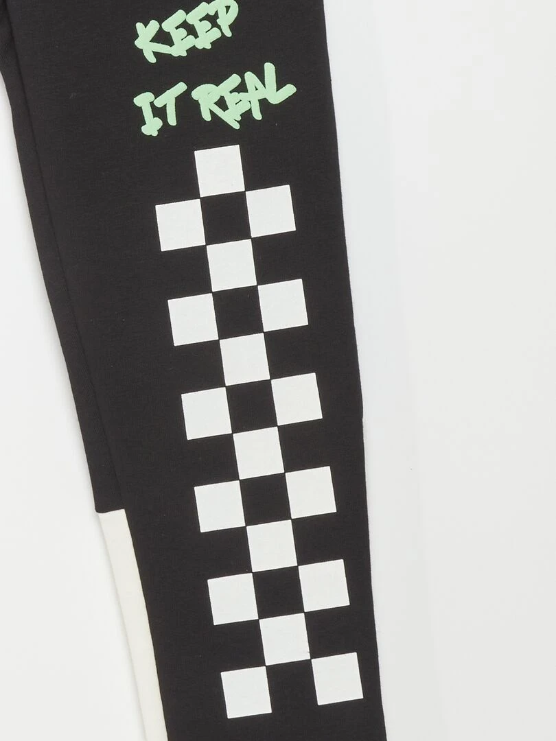 Jogging à taille élastiquée avec imprimé   Noir