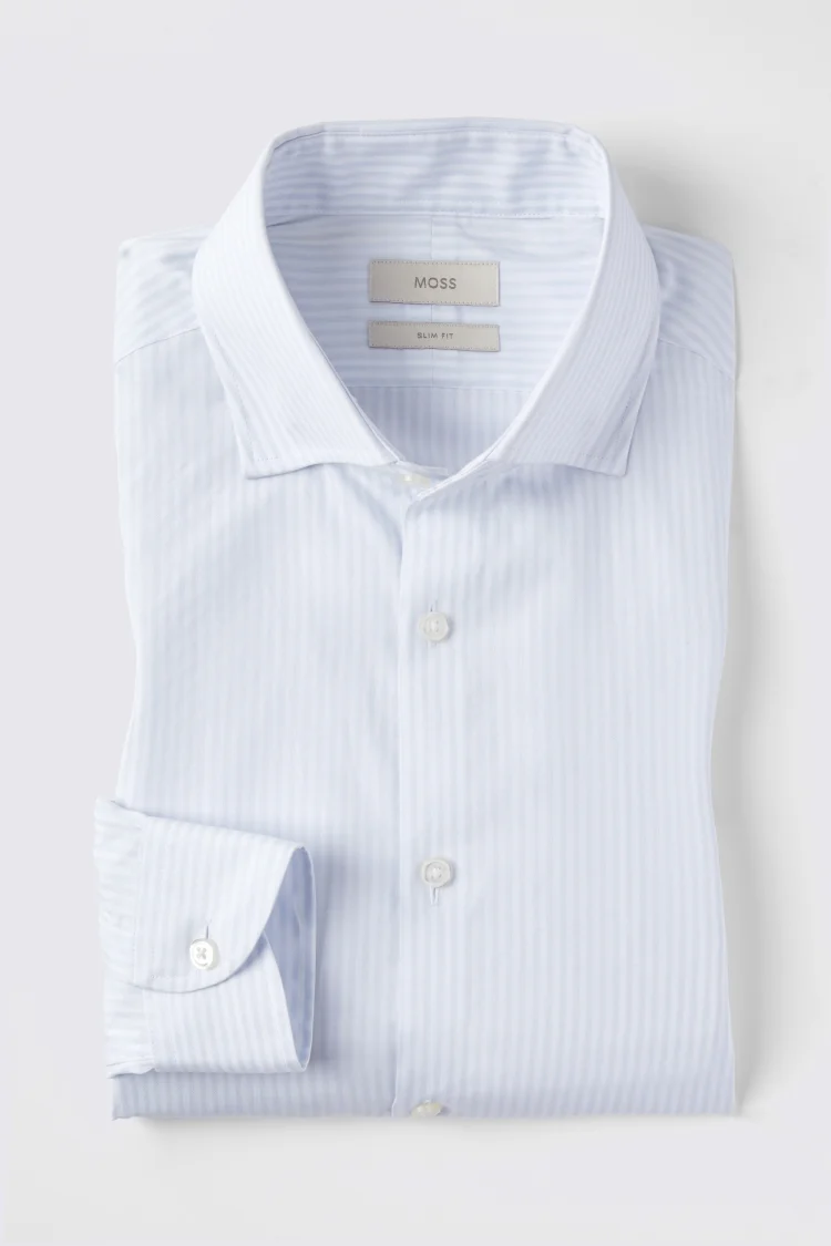 Slim Fit Sky Bengal Stripe Shirt   Buy Online at Moss