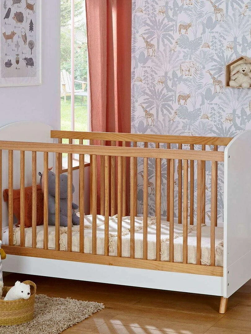 Pack lit bébé évolutif avec matelas Kombu   AKITEN RETAIL   Blanc Marron