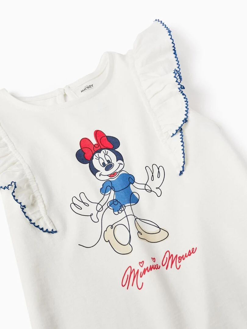 T shirt en coton pour fille 'Minnie Mouse' manches courtes MINNIE   Blanc