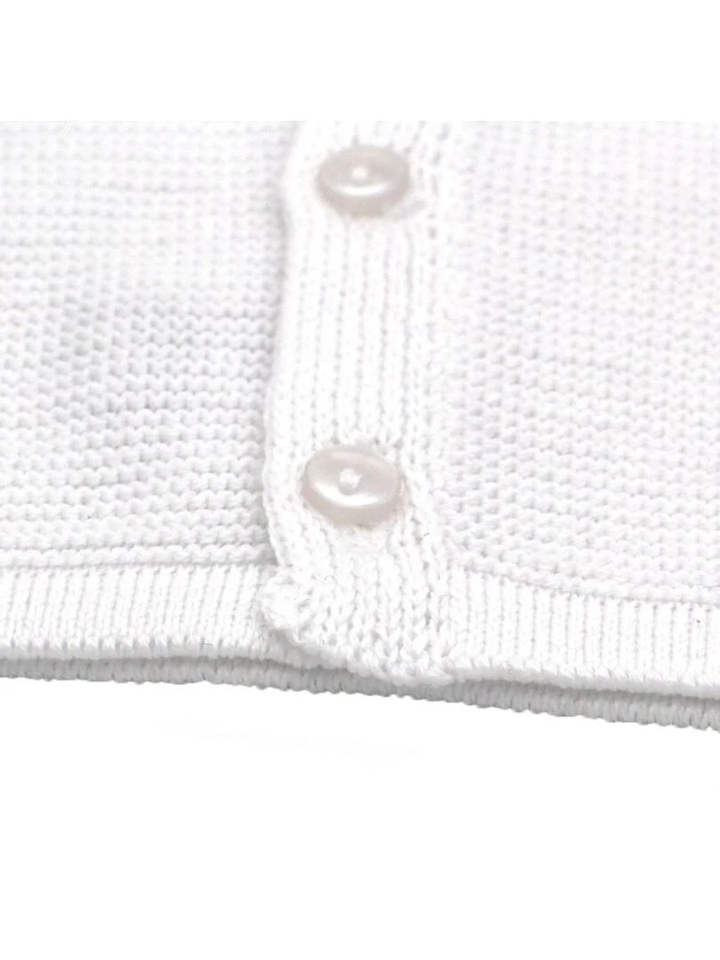 Ensemble tricoté   100% coton bio   1 à 3 mois   Blanc