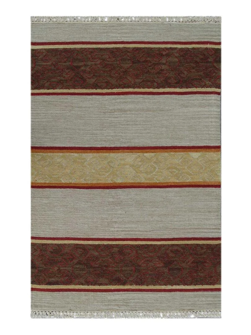 Tapis kilim tissé main en laine SARIKILIM Care&Fair Gris