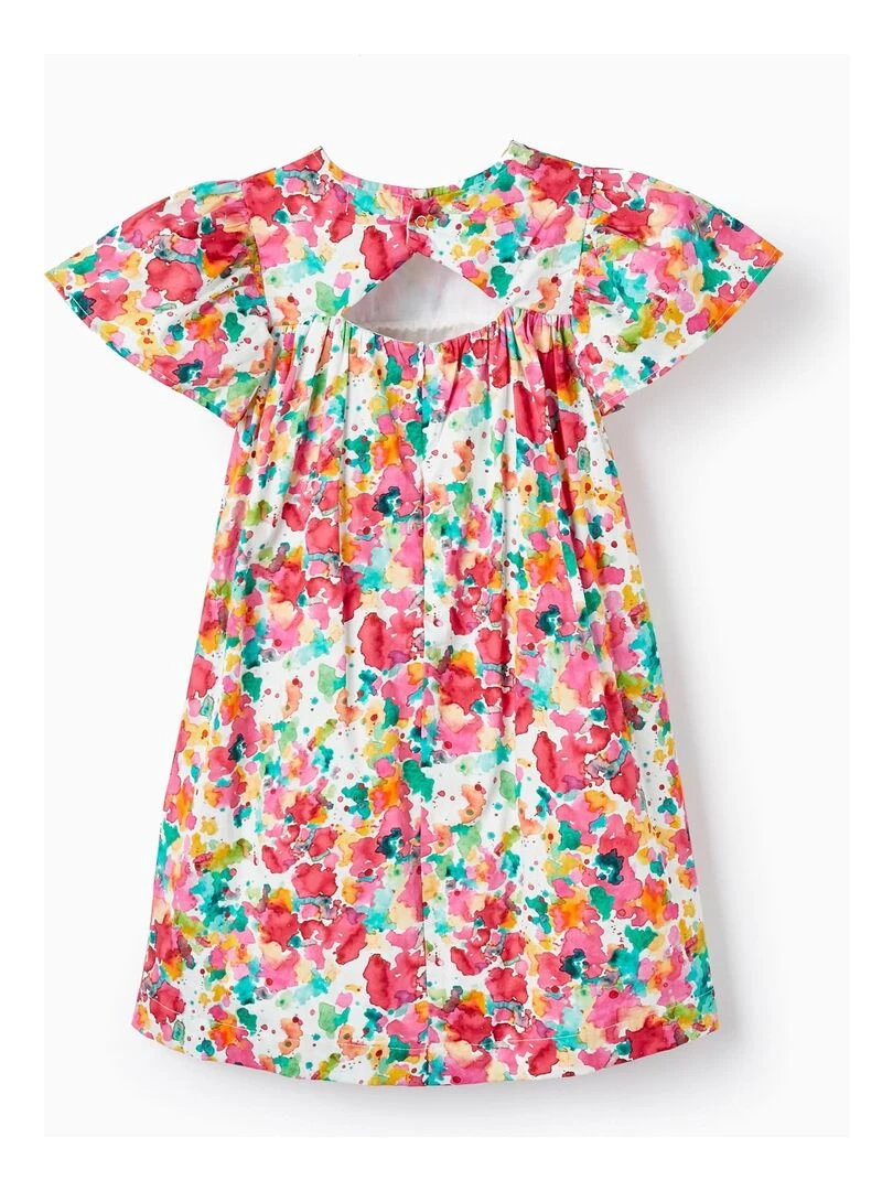 Robe avec Motif Aquarelle pour Fille manches courtes CÉRÉMONIE Blanc