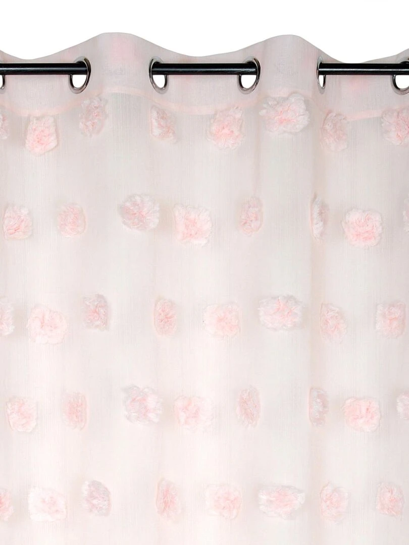 Voilage fantaisie à pompons Rose clair