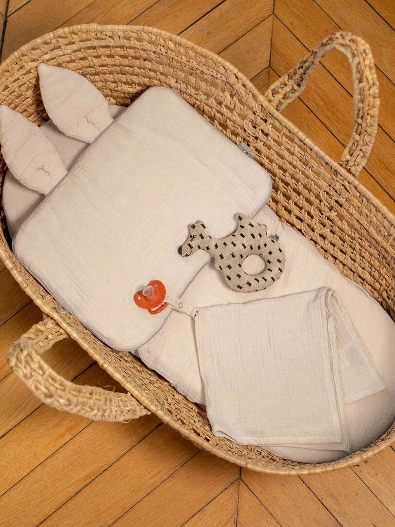 Drap housse couffin ovale en gaze de coton  Jeanne   Beige