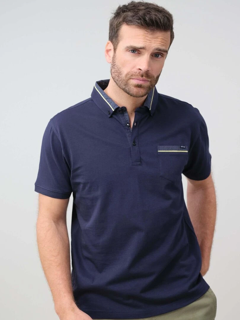 Polo uni pour homme 'Deeluxe' Bleu marine