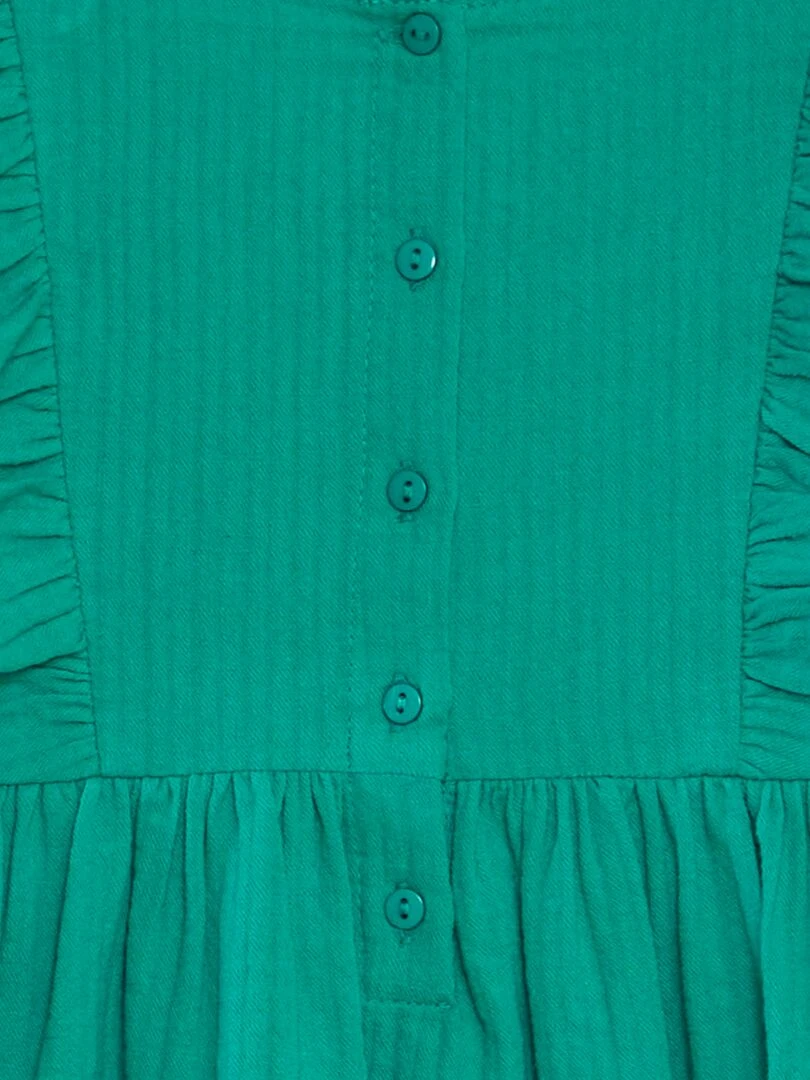 Robe en coton dobby volantée et brodée   Vert