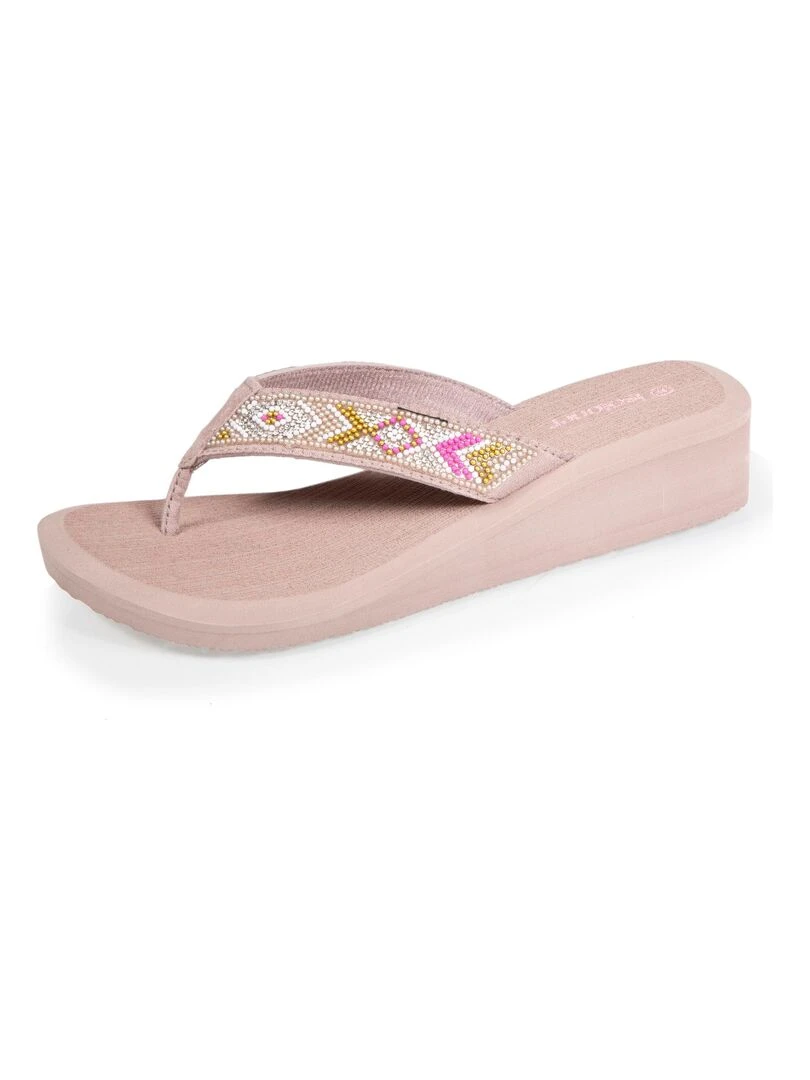 Tongs Femme perles talon Taupe Taupe