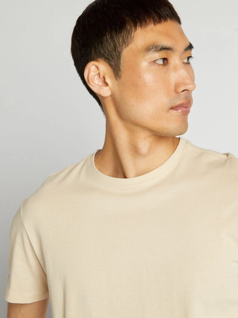 T shirt droit en jersey uni beige