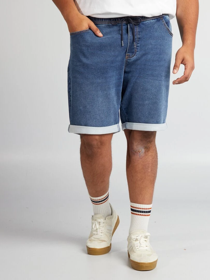 Pantalon chino coupe slim en lin mélangé   Bleu