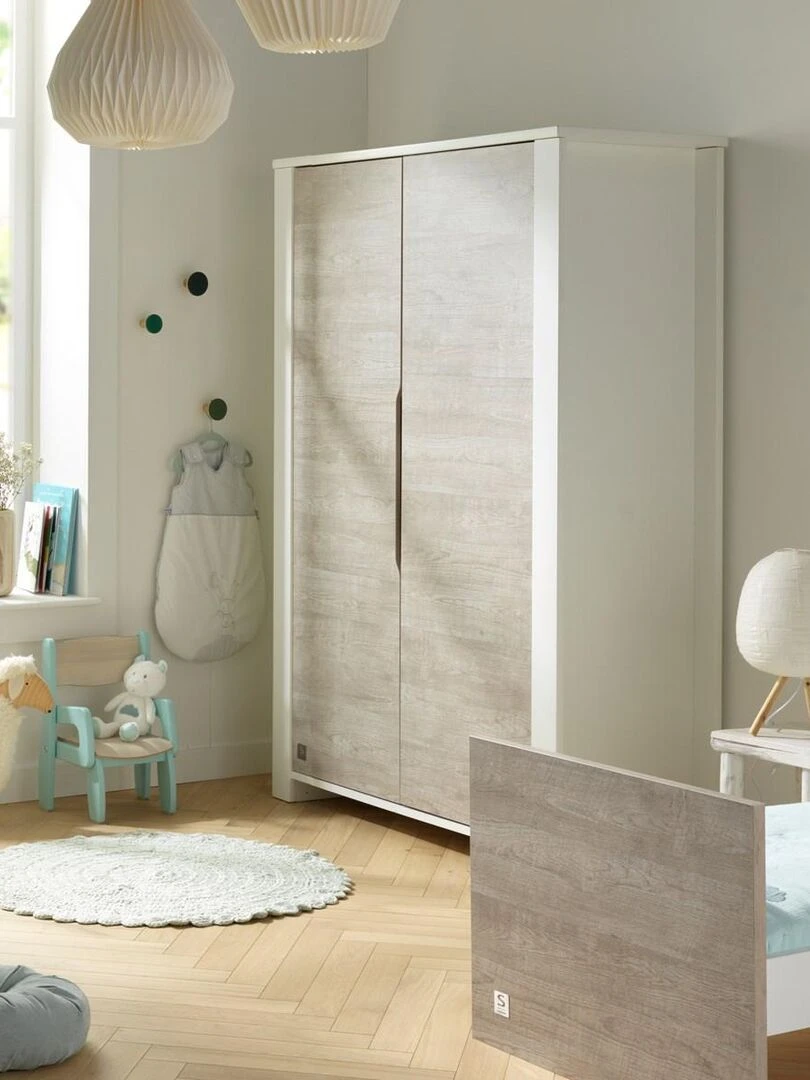 Armoire bébé 2 portes   SAUTHON   Gris Blanc