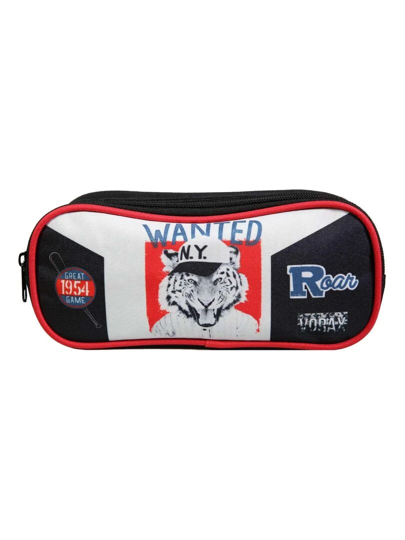 BAGTROTTER Trousse scolaire 2 compartiments Vorax Tigre Noire Noir