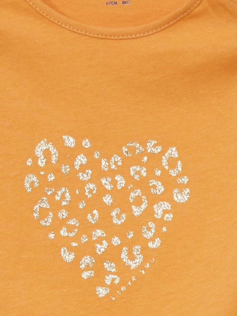 T shirt manches longues imprimé   Jaune moutarde