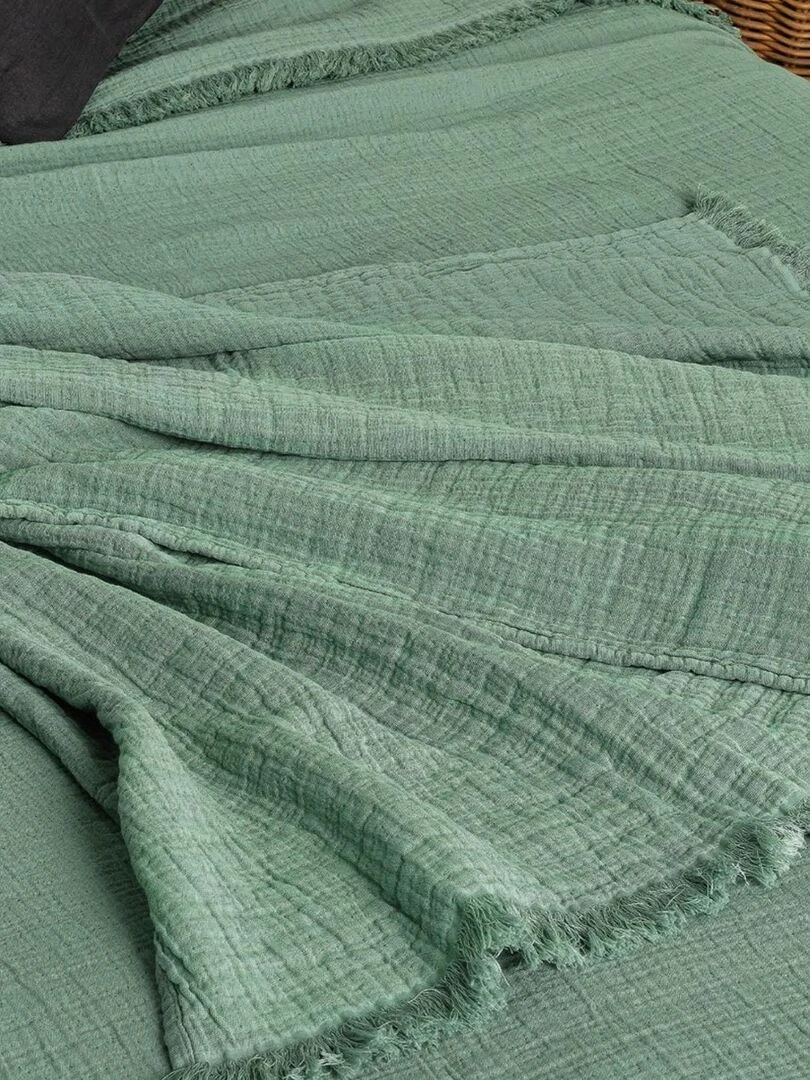 Dessus de lit gaze de coton   Bleu céladon